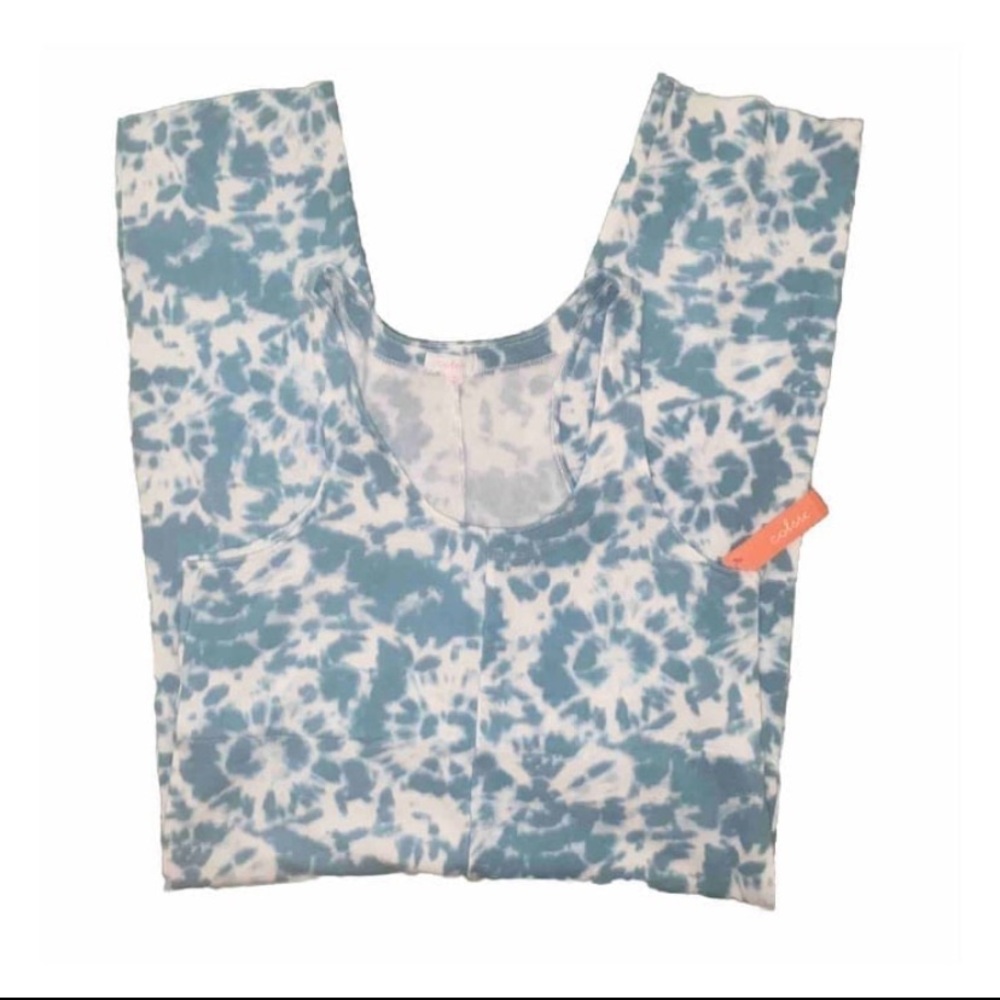 Colsie Blue-Green and White Sleeveless Pajama Blouse